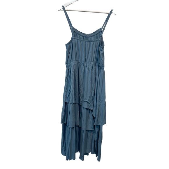 Evereve Womens Size Large Brea Tiered Strap Midi Sundress Blue NEW - Picture 4 of 14